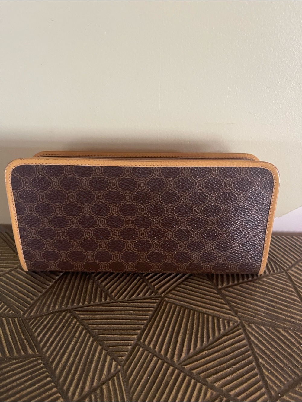 Brown Monogram Travel Wallet with Tan Trim